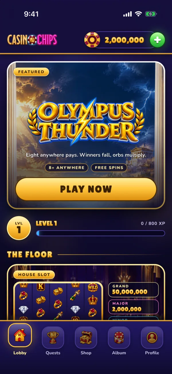 Casino Chips lobby with the featured slot